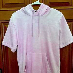 Adidas Men’s Short Sleeve Hooded Sweatshirt Pink Tie Dye